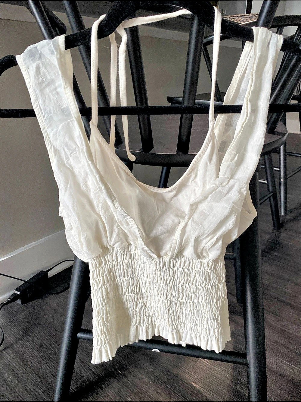 Maeve White Smocked Crop Top Like New